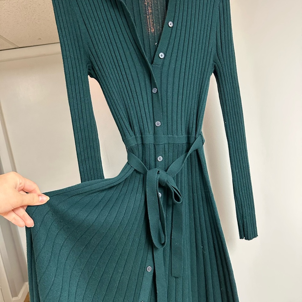 Boden Rachel Knitted Shirt Dress. Deep green, perfect for hosting the holidays